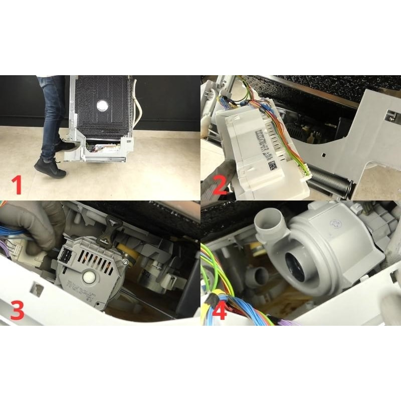 Nguyên nhân, cách khắc phục máy rửa bát Bosch kêu to hiệu quả 2 Tiến hành tháo máy bơm của sản phẩm máy rửa bát của Bosch để vệ sinh khi gây ra tiếng ồn
