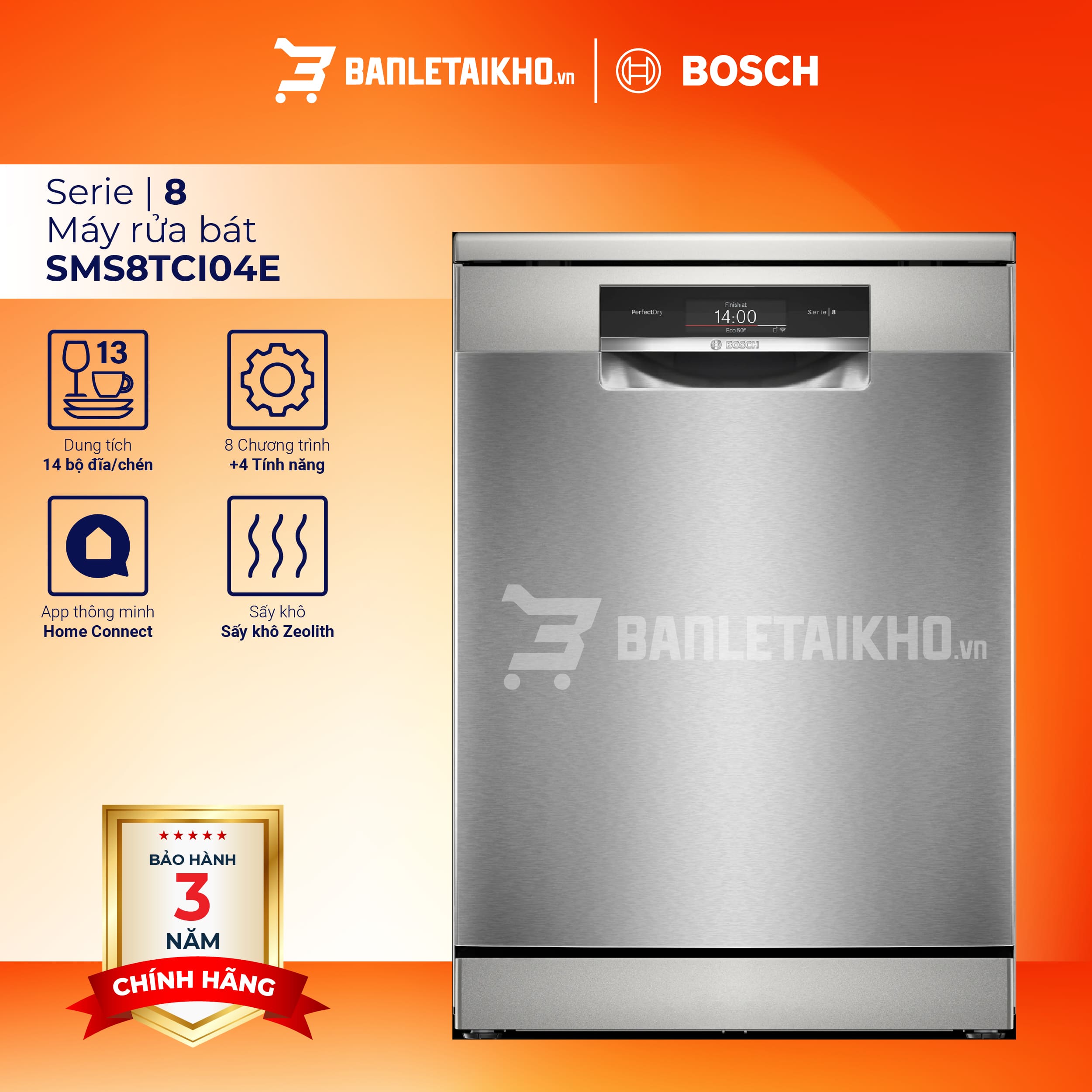 Máy rửa bát Bosch SMS8TCI04E Serie 8