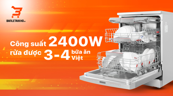 C&ocirc;ng suất 2400w c&oacute; khả năng l&agrave;m sạch số lượng ch&eacute;n đĩa lớn