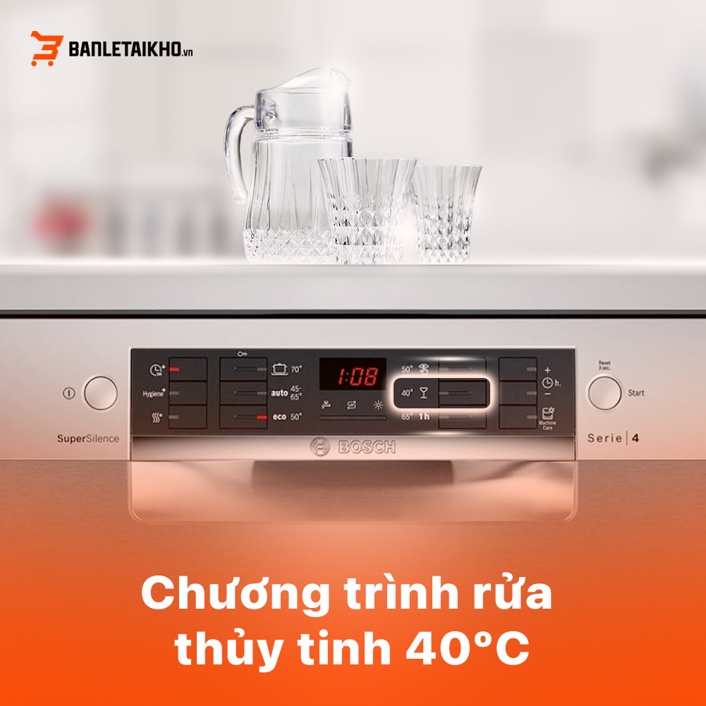 Glass 40&ordm;C bảo vệ c&aacute;c dụng cụ bằng thủy tinh khi rửa bằng m&aacute;y rửa b&aacute;t Bosch SMS46MI05E