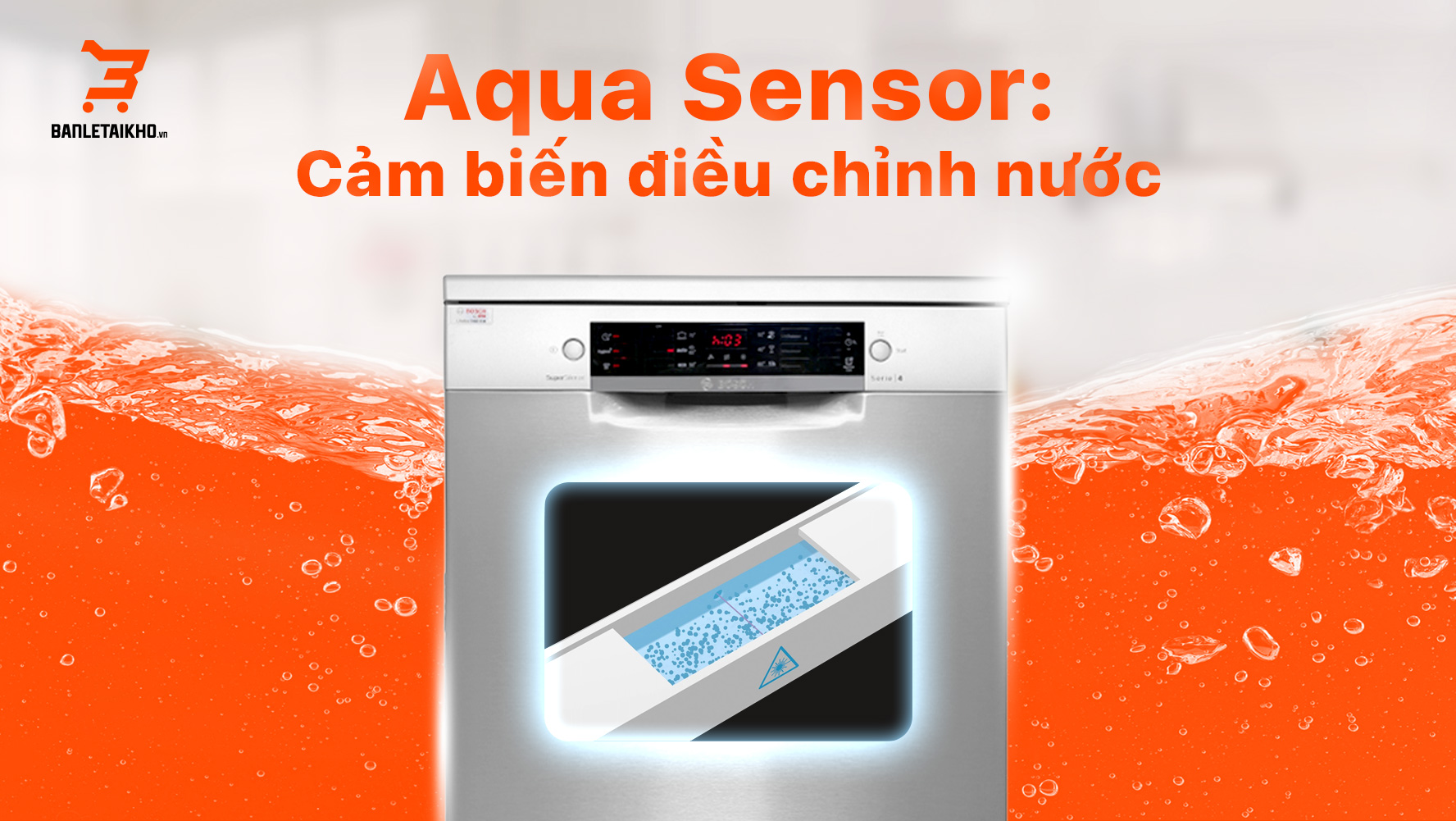 B&aacute;t đĩa của bạn sẽ lu&ocirc;n được rửa sạch một c&aacute;ch hiệu quả nhờ cảm biến Aqua Sensor