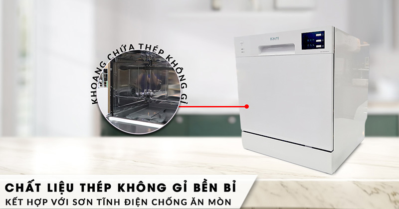 M&aacute;y Rửa Ch&eacute;n Mini 8 Bộ Ecalite EDW-SMS6080WH