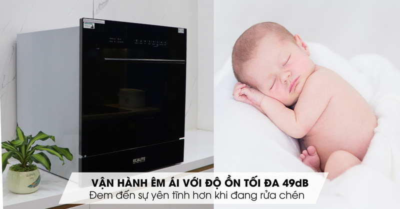M&aacute;y Rửa Ch&eacute;n Mini 8 Bộ Ecalite EDW-UF6080BL
