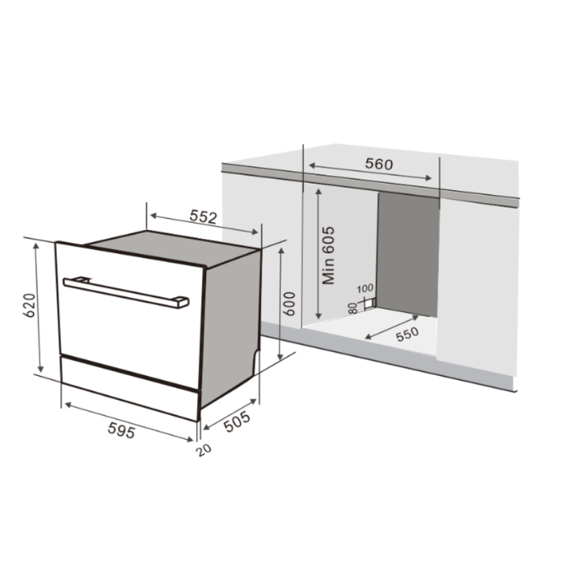 M&aacute;y Rửa Ch&eacute;n Mini 8 Bộ Ecalite EDW-UF6080BL