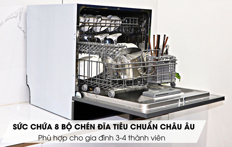 M&aacute;y Rửa Ch&eacute;n Mini 8 Bộ Ecalite EDW-UF6080BL