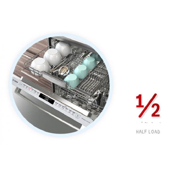 M&aacute;y rửa b&aacute;t Bosch SMS4IVI01P được trang bị chế độ rửa nửa tải cho ph&eacute;p người d&ugrave;ng tiết kiệm nước v&agrave; điện hiệu quả