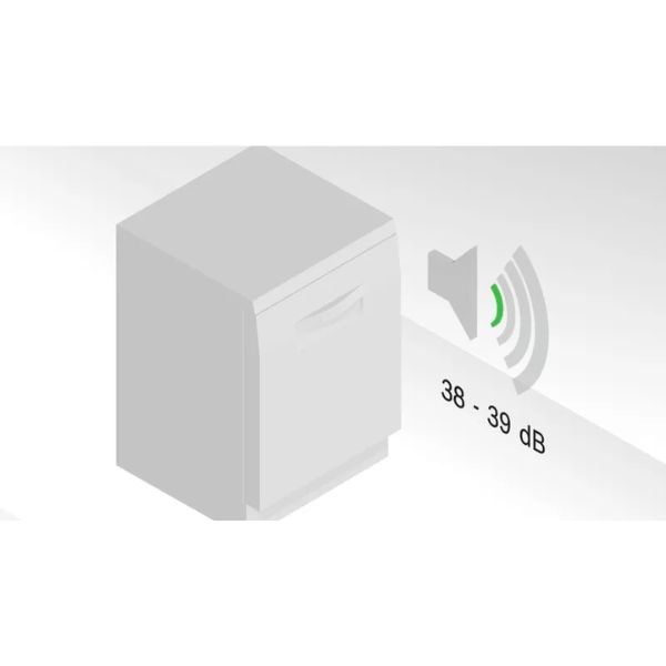 Độ ồn 38dB &ecirc;m &aacute;i gi&uacute;p bạn c&oacute; thể sử dụng m&aacute;y rửa ch&eacute;n v&agrave;o ban đ&ecirc;m m&agrave; kh&ocirc;ng lo g&acirc;y ồn