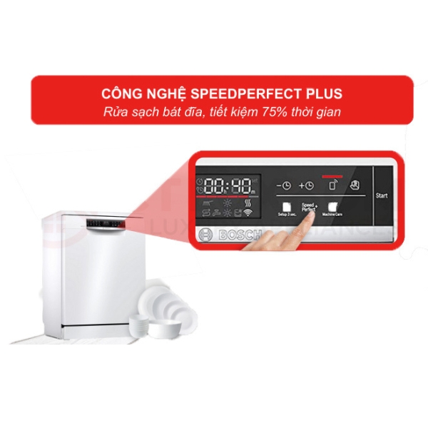 Nhờ SpeedPerfect+ bạn c&oacute; thể rửa b&aacute;t đĩa chỉ trong thời gian ngắn hơn tới 66% so với chương tr&igrave;nh th&ocirc;ng thường