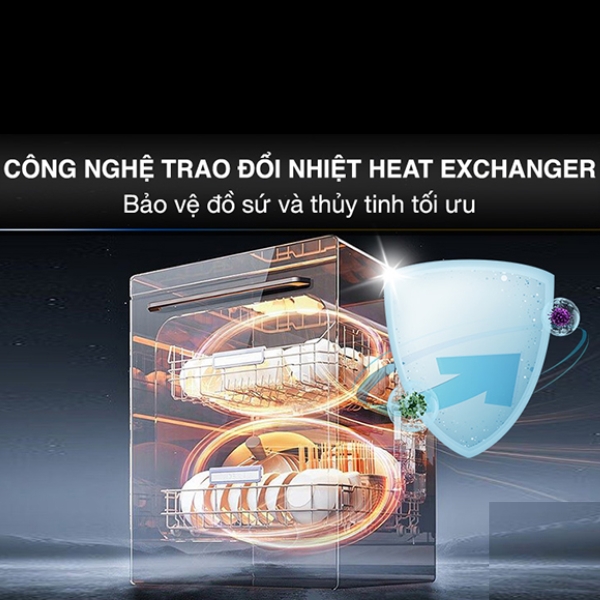 M&aacute;y rửa b&aacute;t c&oacute; bộ trao đổi nhiệt gi&uacute;p bảo vệ đồ thủy tinh v&agrave; s&agrave;nh sứ tối ưu