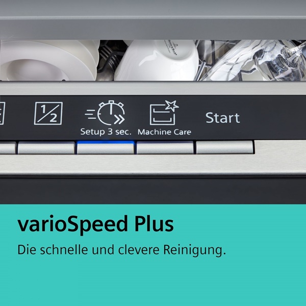VarioSpeed Plus r&uacute;t ngắn thời gian rửa ch&eacute;n b&aacute;t xuống 50%, tiết kiệm thời gian v&agrave; điện năng hiệu quả