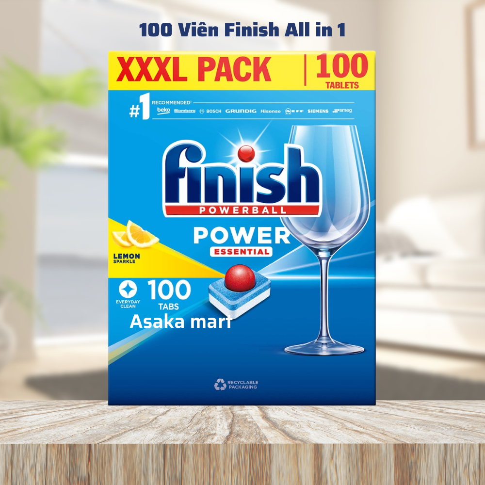Vi&ecirc;n rửa b&aacute;t Finish Power Essential Lemon 100 vi&ecirc;n c&oacute; khả năng l&agrave;m sạch mạnh mẽ, bảo vệ m&aacute;y v&agrave; an to&agrave;n cho sức khỏe
