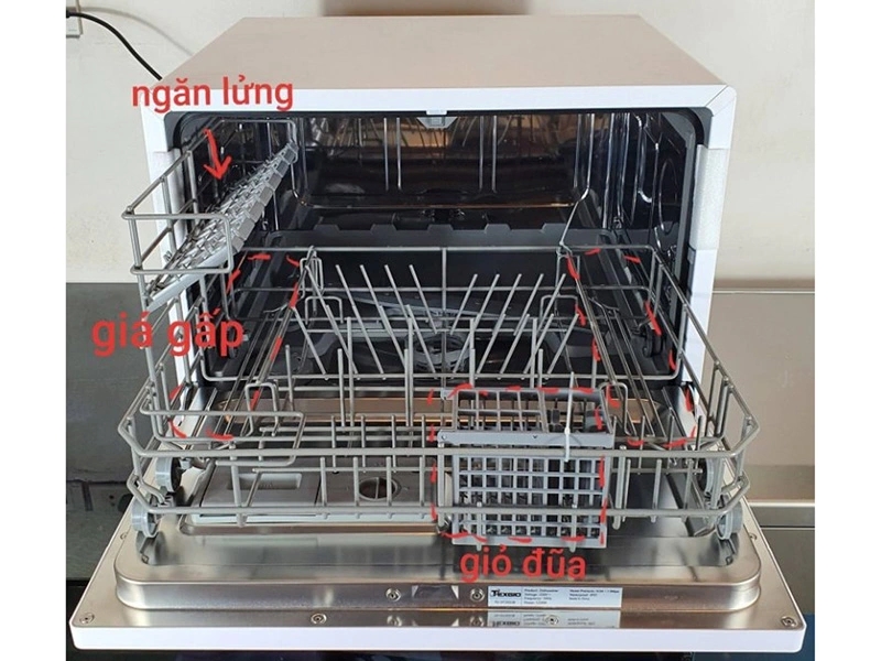M&aacute;y rửa b&aacute;t Texgio Dishwasher TG-DT2022B - Mini 6 bộ tự động mồi nước c&oacute; khả năng rửa sạch tối ưu