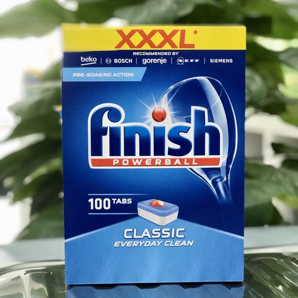 Vi&ecirc;n rửa ch&eacute;n Finish Classic 100V được thiết kế với c&ocirc;ng nghệ l&agrave;m sạch hiệu quả.