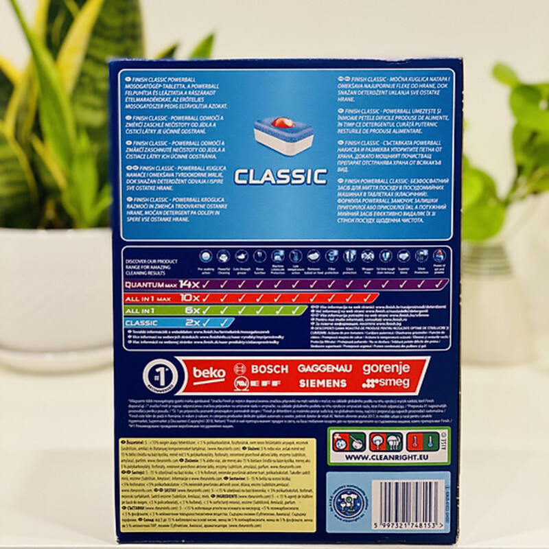 Vi&ecirc;n rửa b&aacute;t Finish Classic 120 vi&ecirc;n đ&oacute;ng g&oacute;i tiết kiệm c&oacute; thể sử dụng l&acirc;u d&agrave;i