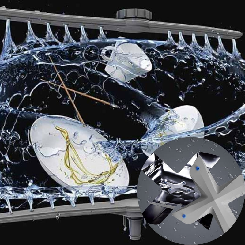 Máy sử dụng công nghệ Vortex với 4 vòi phun dạng lốc xoáy đánh bay sạch vết bẩn