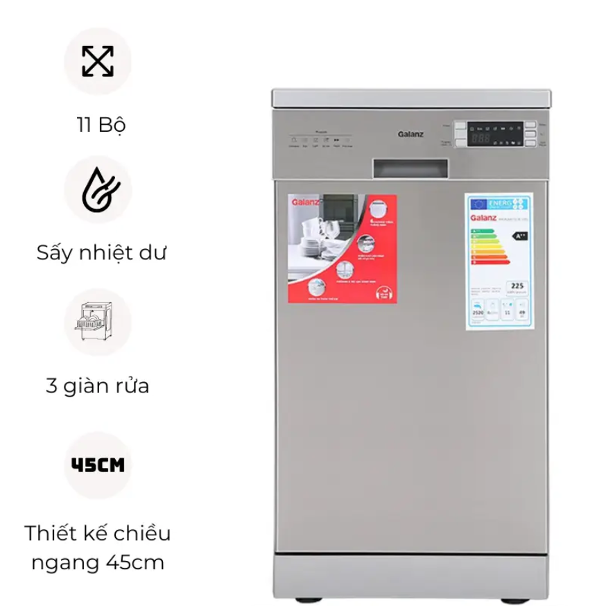 Máy rửa bát Galanz W45A3A401S-0E1(SS) có nhiều tiện ích hiện đại mang đến trải nghiệm người dùng tuyệt vời